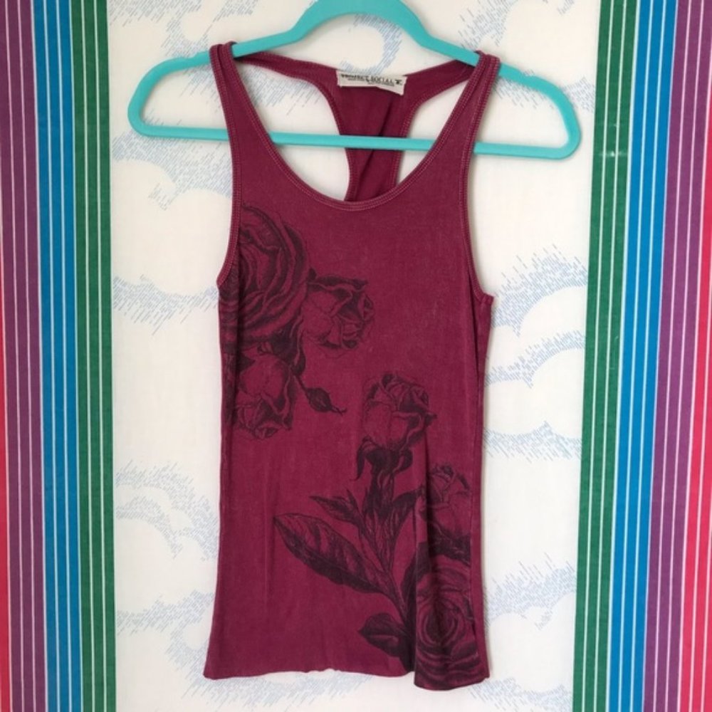 PROJECT SOCIAL T rose print muscle tee trendy